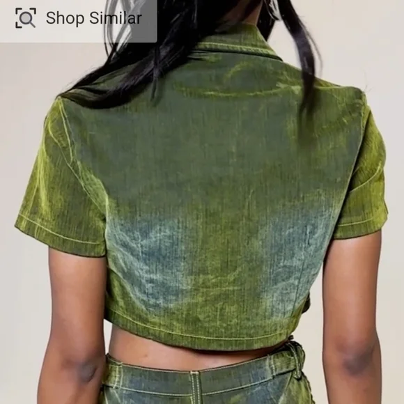 Akira Moss Green Distressed Velvet Cropped Jacket Size M - Picture 8 of 14